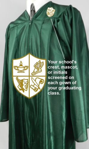 School crest graduation gowns from University Cap & Gown