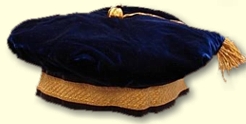 Nebulus blue presidential velvet tam with gold braid